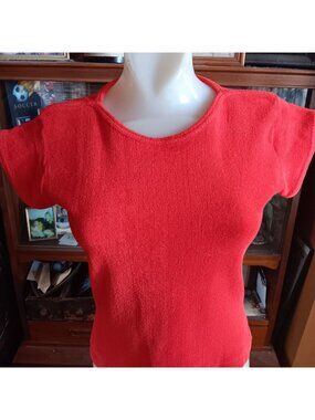1970's Terry Cloth Knit True Vintage Small  Disco T-shirt Single Stitch Cherry